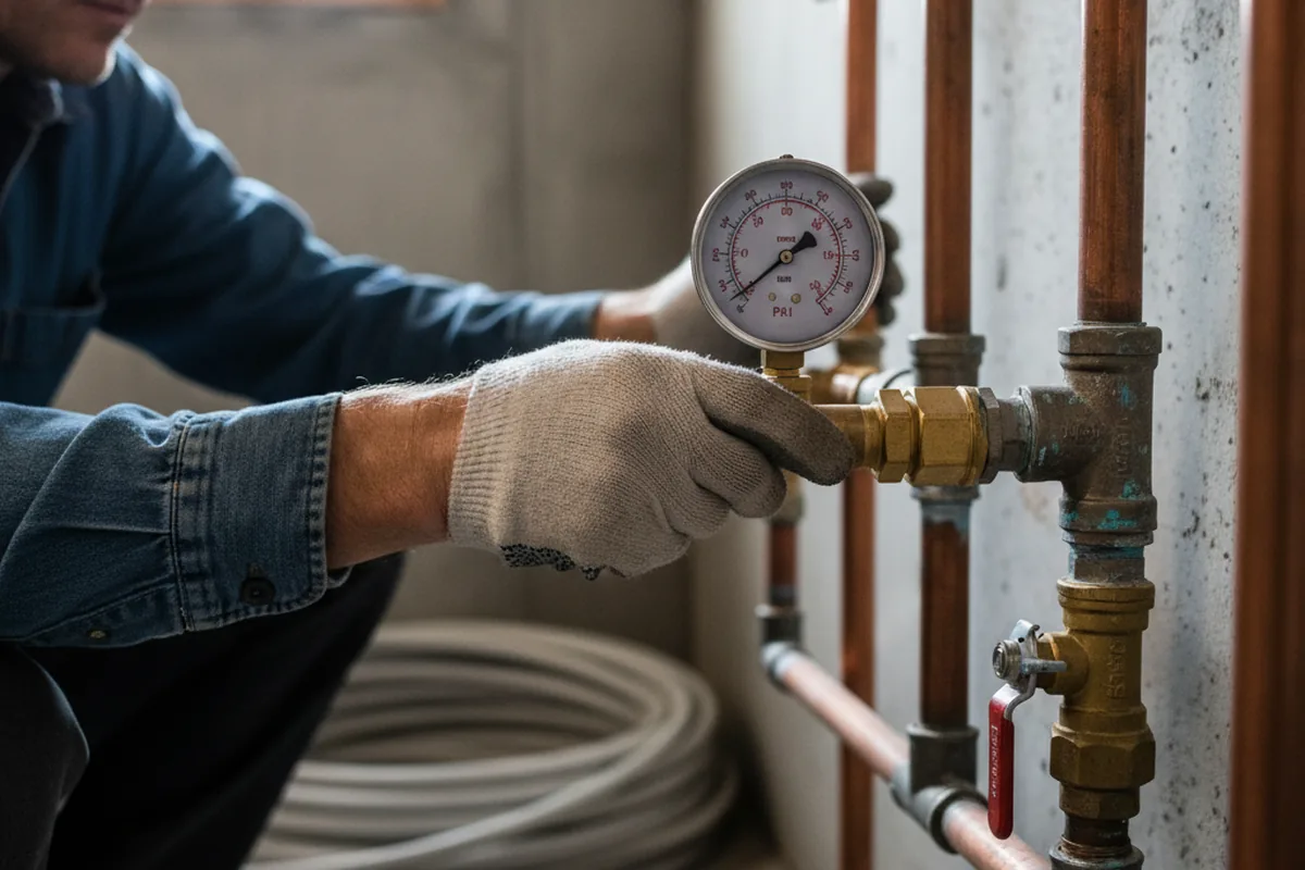 Pressure testing a repaired line during Water Line Repair in Newton